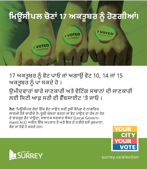 City of Surrey 2026 Municipal Election voting information